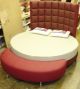 Round Mattress Bedroom Set with Square Channeled Headboard and bench 